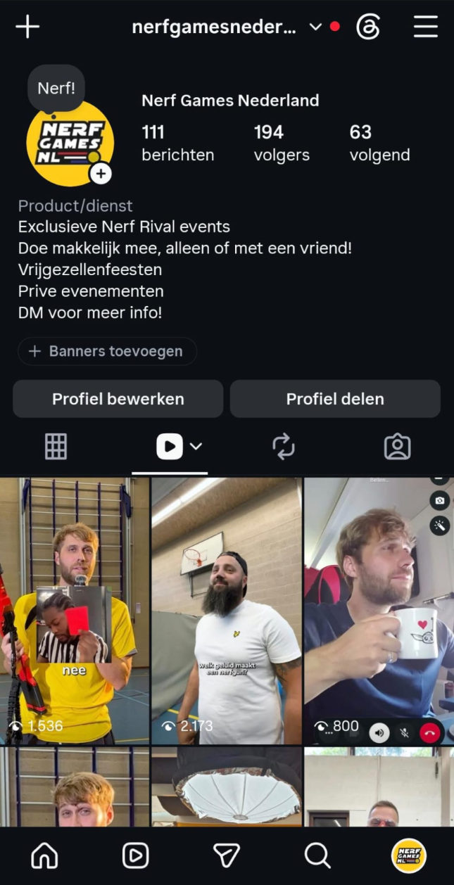 Nerf Games Nederland op Instagram